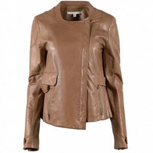 Veronica beard brown moto leather jacket size 1 / XS